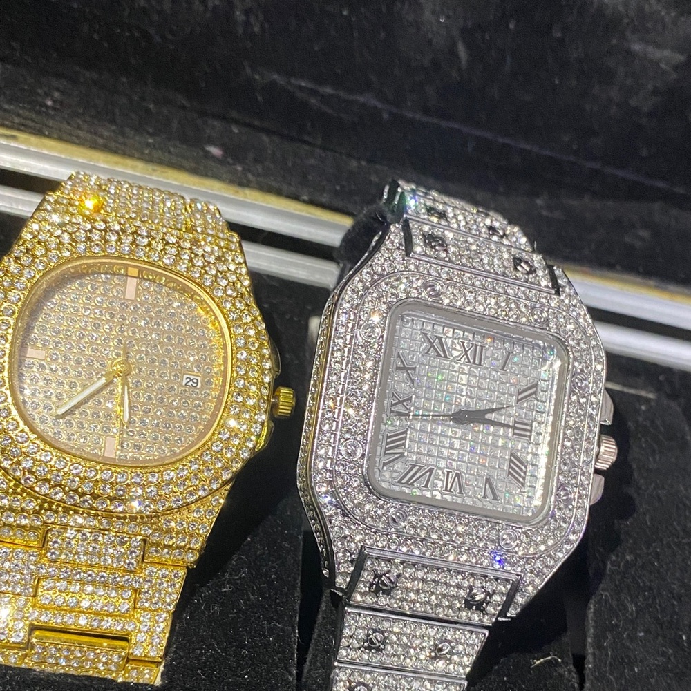 Used Gold and Silver Diamond-Encrusted Watches resizable links to fit